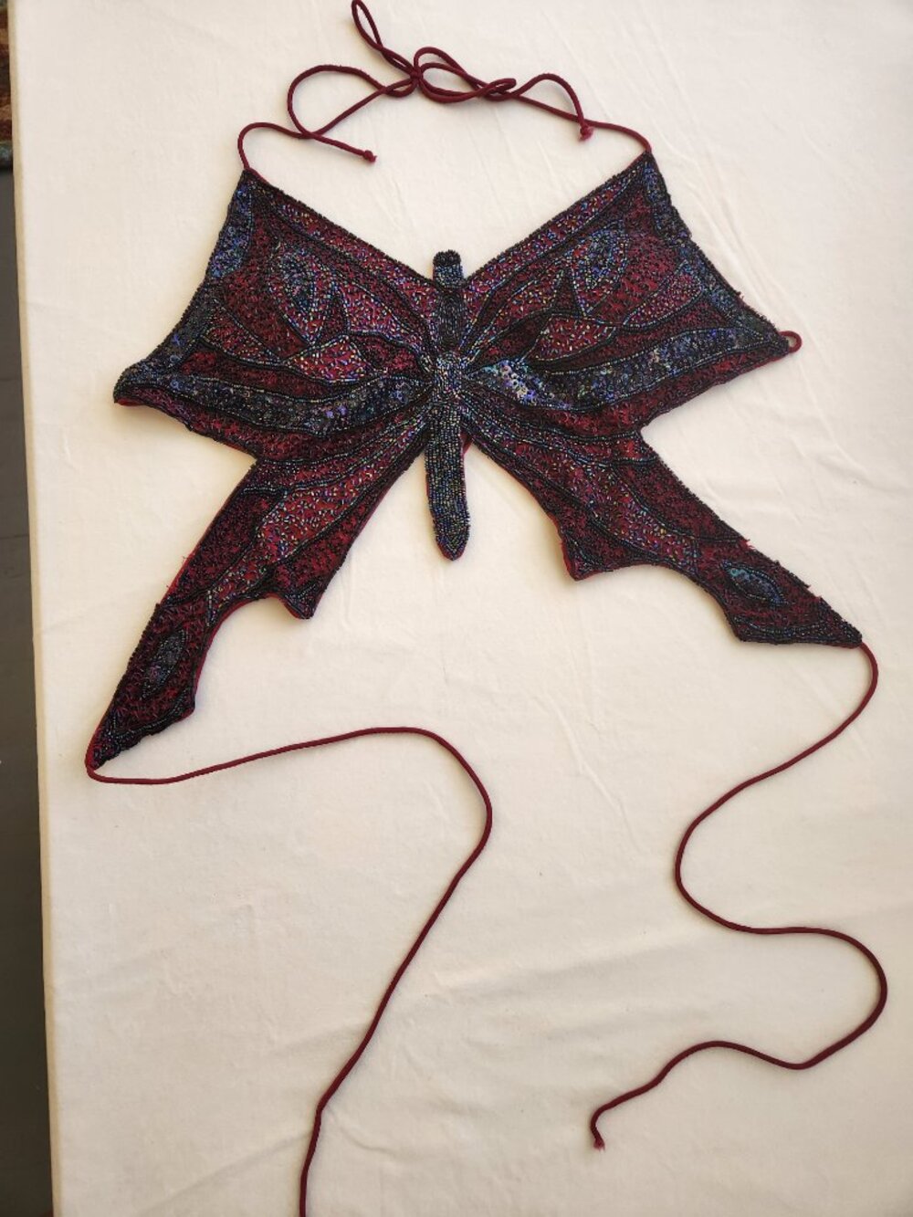 Vintage Passport Beaded Butterfly Top Size M Adjustable Straps Festival - Picture 2 of 8
